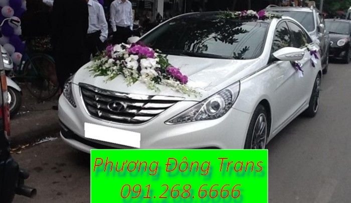 Thuê xe cưới hyundai sonata màu trắng giá rẻ tại đội cấn quận ba đình hà nội
